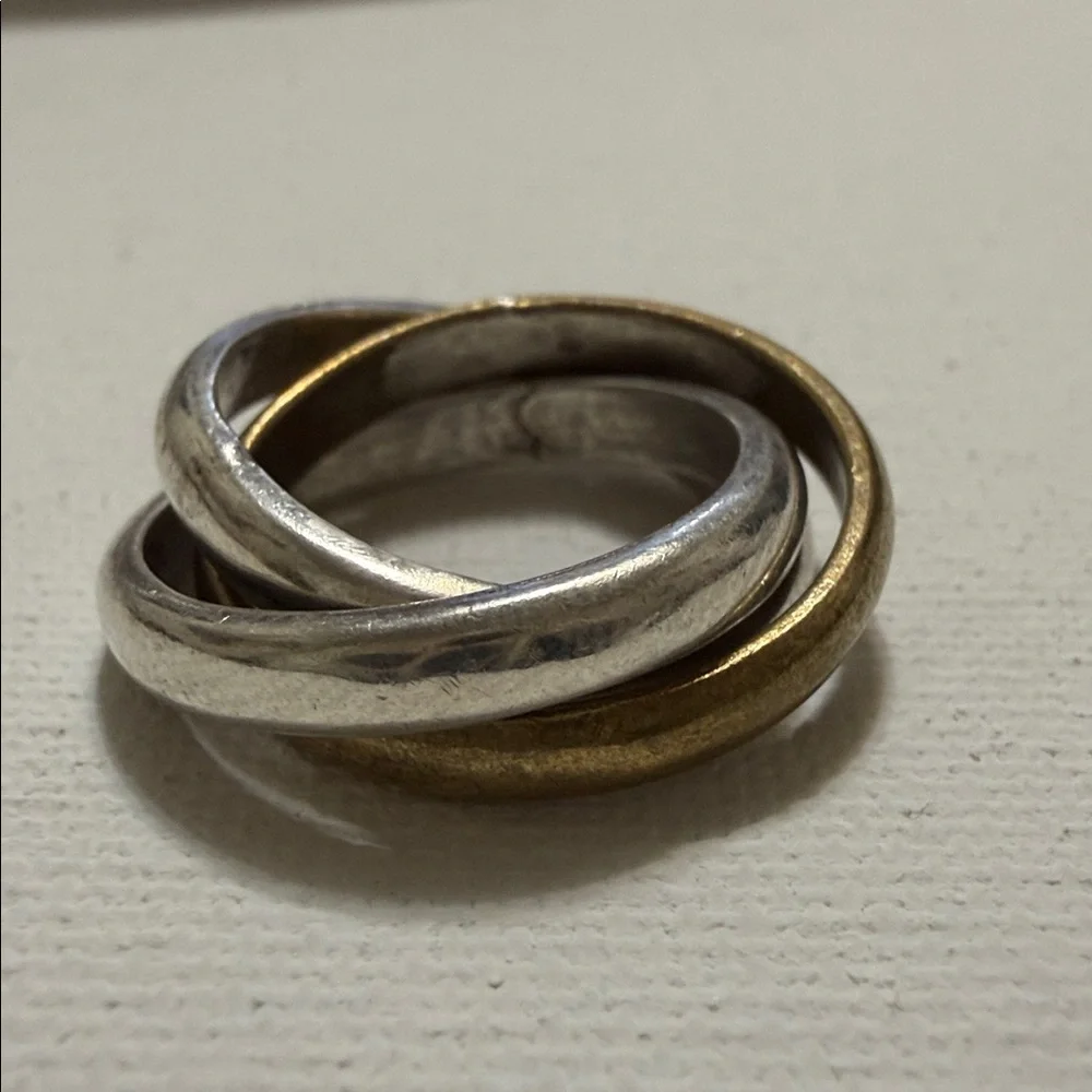 Sterling Silver 925 Gold Tone Interlocking Rings